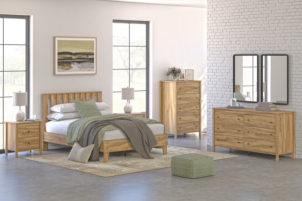 Bermacy Full Platform Bed with Dresser, Chest and 2 Nightstands