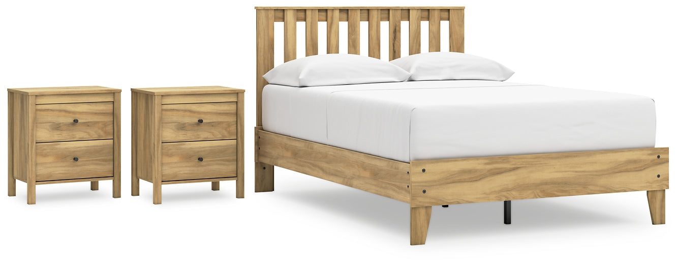 Bermacy Full Platform Panel Bed with 2 Nightstands