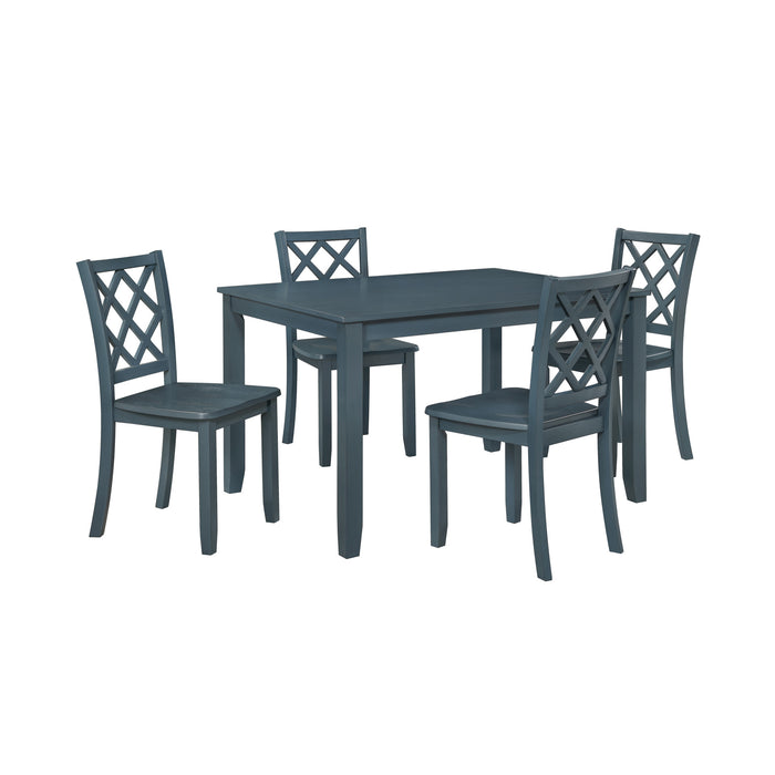 TRELLIS 5 PC DINING SET, TABLE & 4 CHAIRS -  BLUE