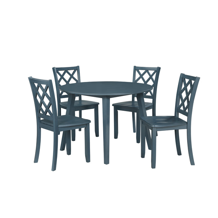 TRELLIS 5 PC ROUND DINING SET, TABLE & 4 CHAIRS -  BLUE