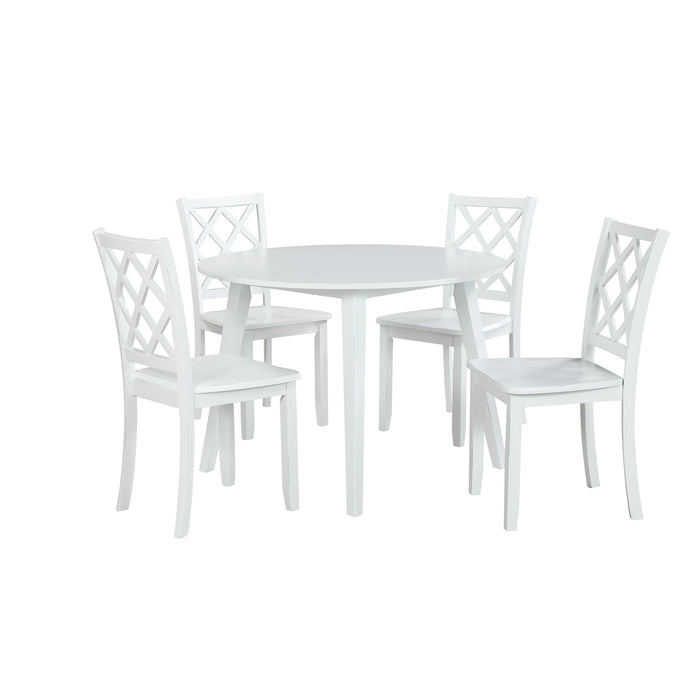 TRELLIS 5 PC ROUND DINING SET, TABLE & 4 CHAIRS -  WHITE