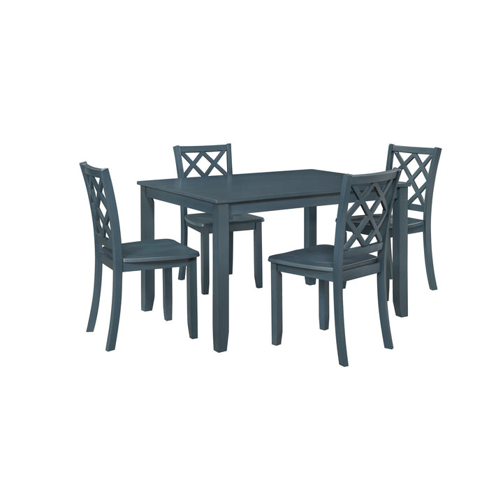 TRELLIS 5 PC DINING SET, TABLE & 4 CHAIRS -  BLUE