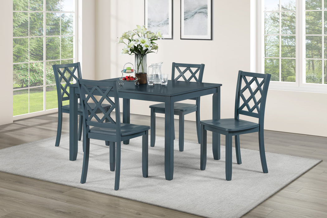 TRELLIS 5 PC DINING SET, TABLE & 4 CHAIRS -  BLUE