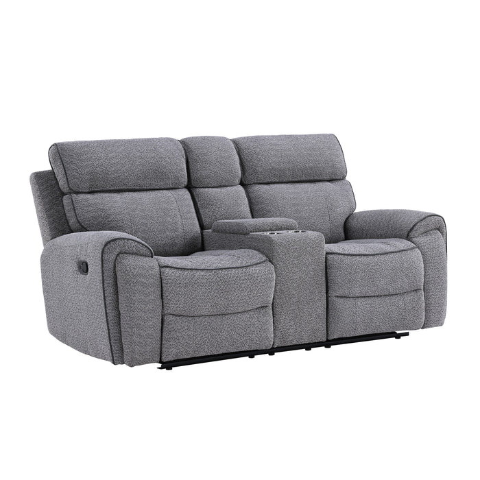 OMNI CONSOLE LOVESEAT W/ DUAL RECLINERS-GRAY