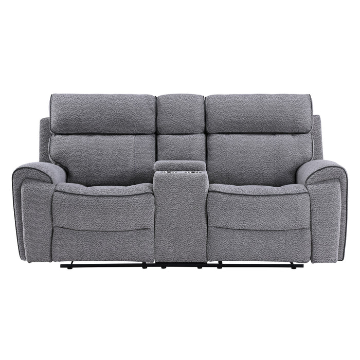 OMNI CONSOLE LOVESEAT W/ DUAL RECLINERS-GRAY