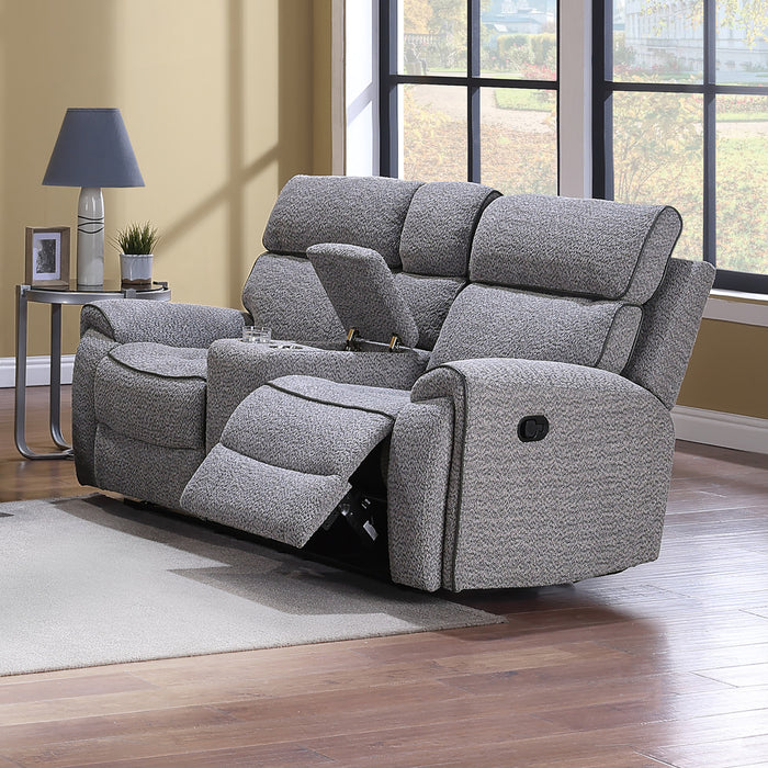 OMNI CONSOLE LOVESEAT W/ DUAL RECLINERS-GRAY