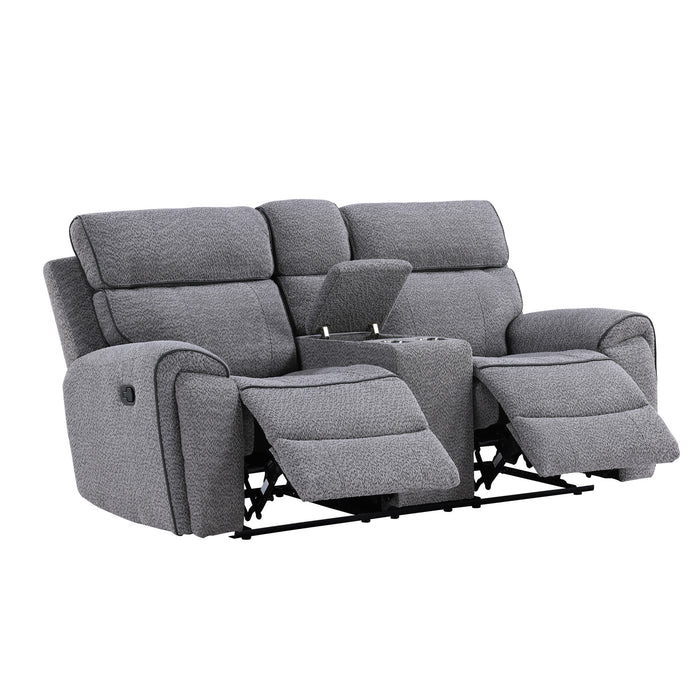 OMNI CONSOLE LOVESEAT W/ DUAL RECLINERS-GRAY