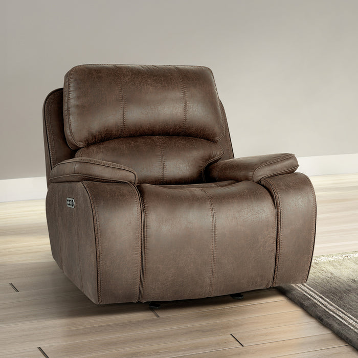 BROOKINGS GLIDER RECLINER W/PWR HR & FR-BROWN