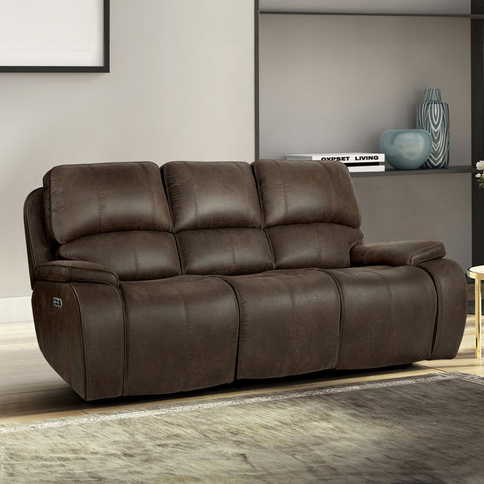 BROOKINGS  SOFA W/PWR HR & FR-BROWN