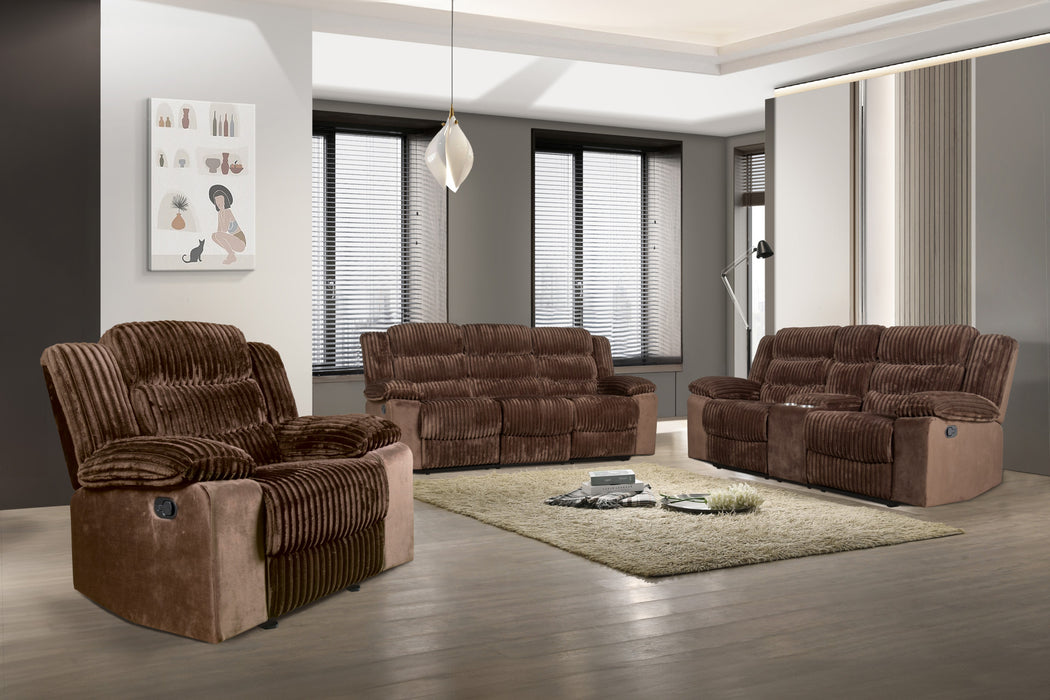 WILLOW CONSOLE LOVESEAT W/ DUAL RECLINERS-BROWN