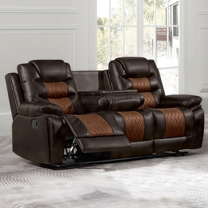 NIKKO  SOFA W/DUAL RECLINER-BROWN