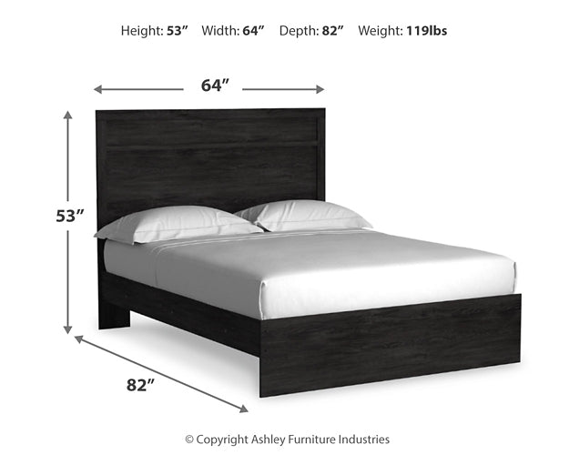 Belachime Queen Panel Bed with Mirrored Dresser and Chest