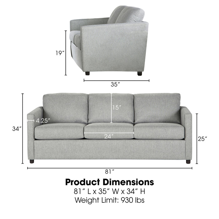 ELIO 3 SEATER SOFA-LIGHT GRAY