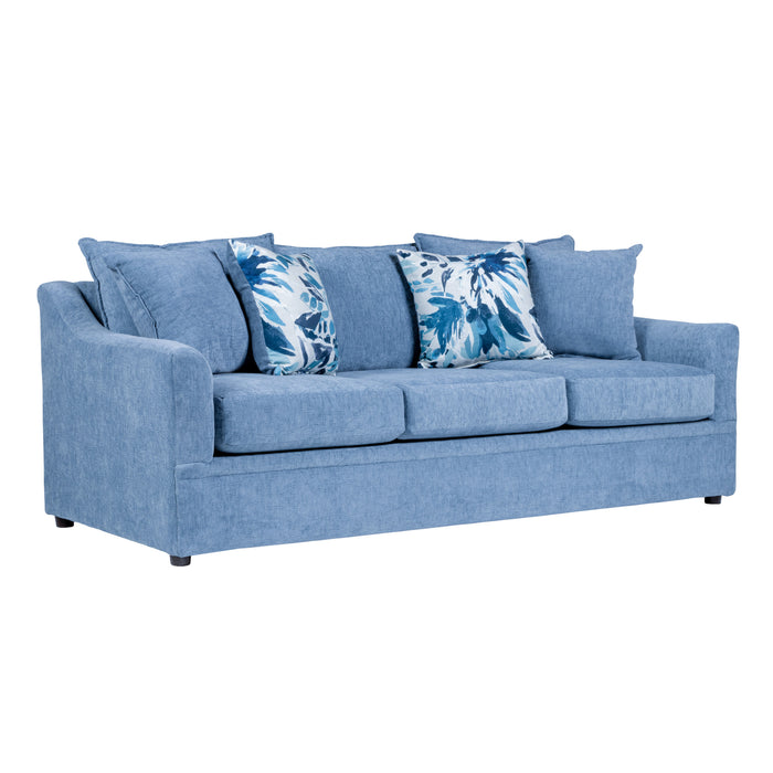 SYLVIE SOFA W/4 ACCENT PILLOWS-SLATE BLUE