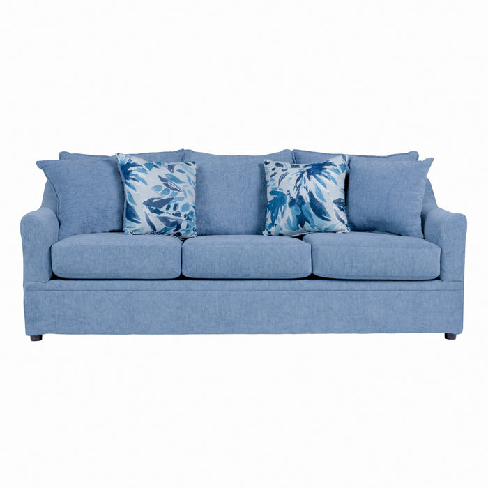 SYLVIE SOFA W/4 ACCENT PILLOWS-SLATE BLUE