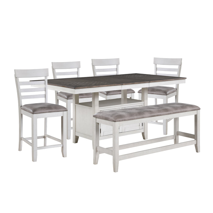 RICHLAND COUNTER TABLE + 4 CHAIRS + 1 BENCH