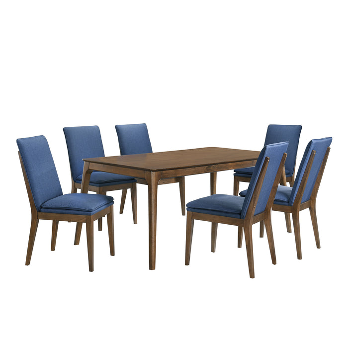 MAGGIE DINING TABLE W / 6 BLUE CHAIRS