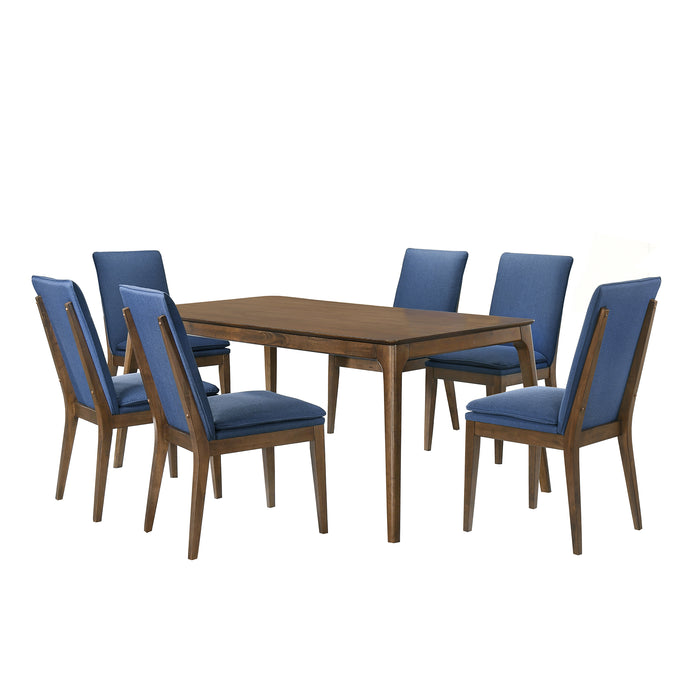 MAGGIE DINING TABLE W / 6 BLUE CHAIRS