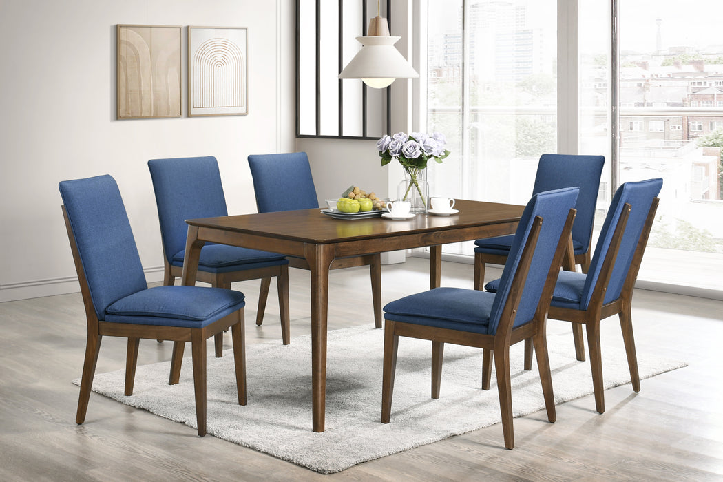 MAGGIE DINING TABLE W / 6 BLUE CHAIRS