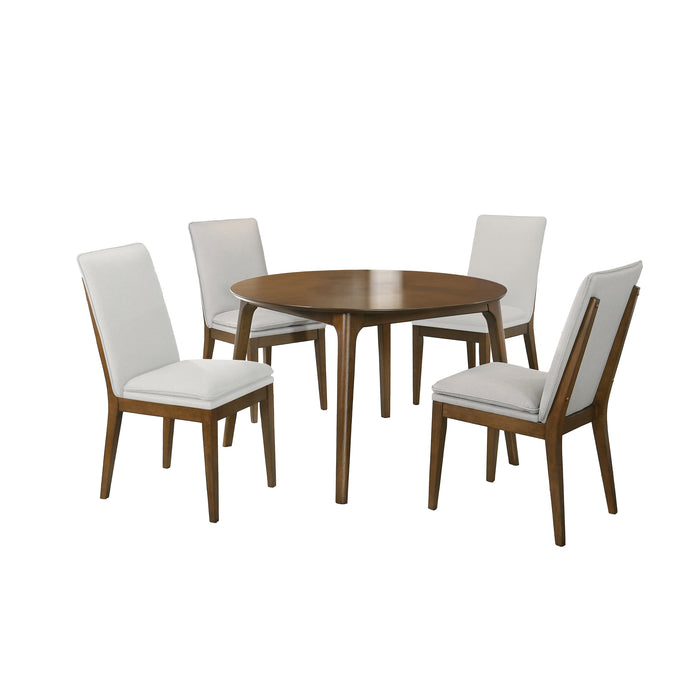 MAGGIE ROUND DINING TABLE / 4 NATURAL CHAIRS