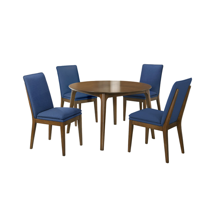 MAGGIE ROUND DINING TABLE / 4 BLUE CHAIRS