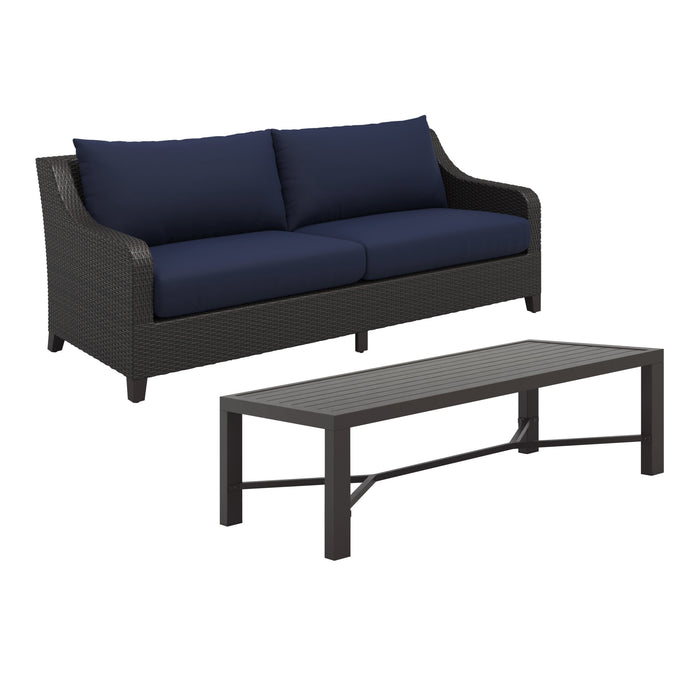 SKYE 2 PC SOFA AND SLAT TOP COFFEE TABLE SET-BLUE