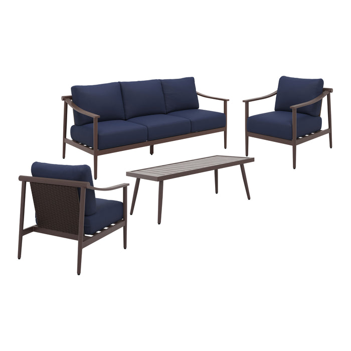 MOANA 4 PC SET - SOFA, 2 CLUB CHAIRS, COFFEE TABLE-BLUE