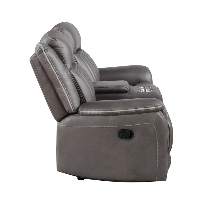 ENZO  CONSOLE LOVESEAT W/ DUAL RECLINERS--GRAY