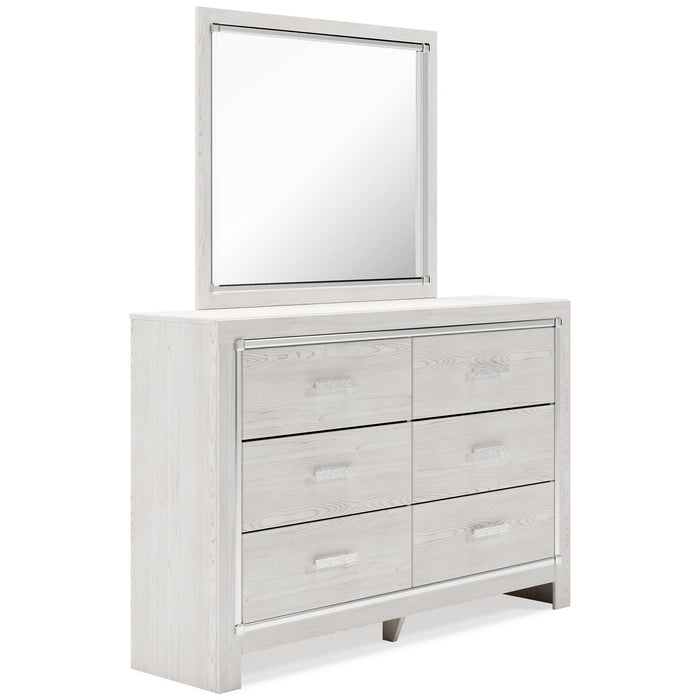 Altyra King Bookcase Headboard with Mirrored Dresser and Chest JR Furniture Store