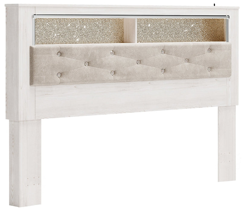 Altyra King Bookcase Headboard with Mirrored Dresser and Chest JR Furniture Store