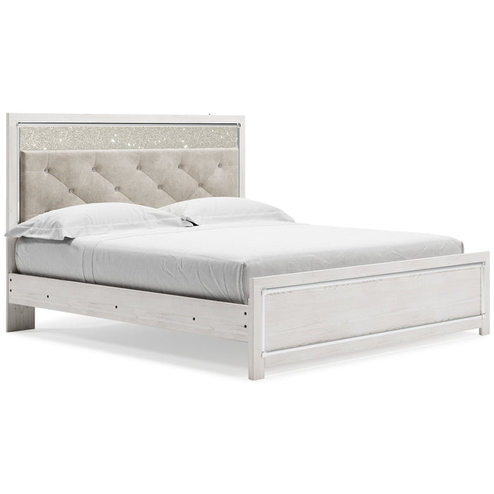 Altyra King Panel Bed with Mirrored Dresser, Chest and Nightstand JR Furniture Store