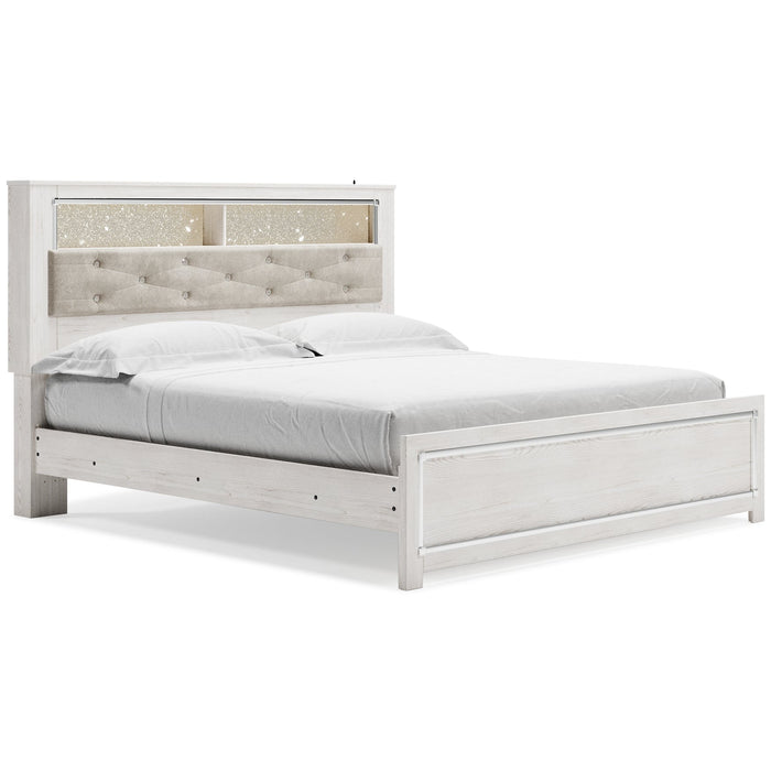 Altyra King Panel Bookcase Bed with Mirrored Dresser, Chest and 2 Nightstands JR Furniture Store