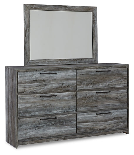 Baystorm Queen Panel Headboard with Mirrored Dresser, Chest and 2 Nightstands JR Furniture Store