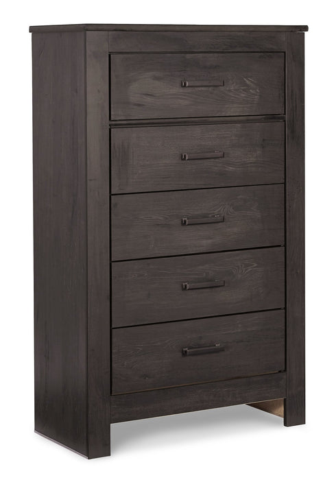 Brinxton Queen Panel Bed with Mirrored Dresser, Chest and 2 Nightstands JR Furniture Store