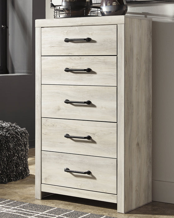 Cambeck King Panel Bed with 2 Storage Drawers with Mirrored Dresser, Chest and Nightstand JR Furniture Store