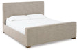 Dakmore California King Upholstered Bed with Mirrored Dresser and 2 Nightstands JR Furniture Store