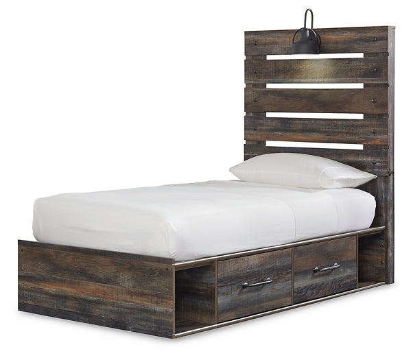 Drystan Full Panel Bed with 4 Storage Drawers with Mirrored Dresser, Chest and Nightstand JR Furniture Store