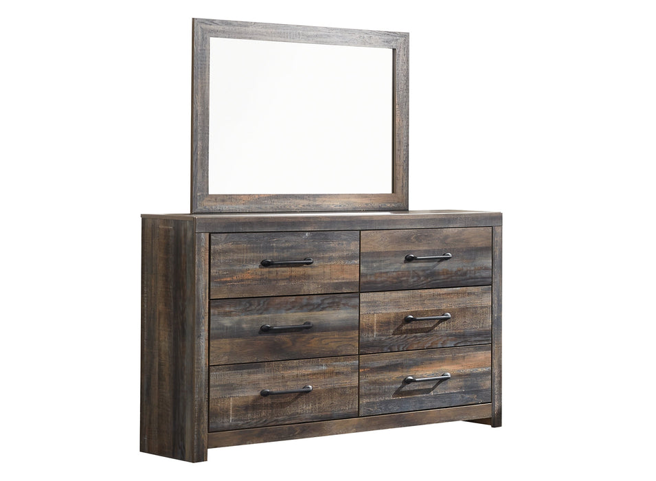 Drystan Full Panel Headboard with Mirrored Dresser, Chest and 2 Nightstands JR Furniture Store