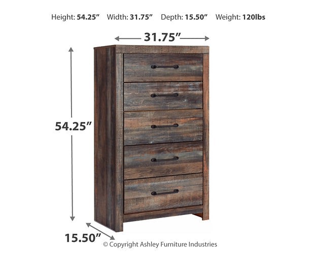 Drystan King Panel Bed with 4 Storage Drawers with Mirrored Dresser and Chest JR Furniture Store