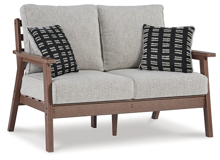 Emmeline Outdoor Loveseat with Coffee Table JR Furniture Store