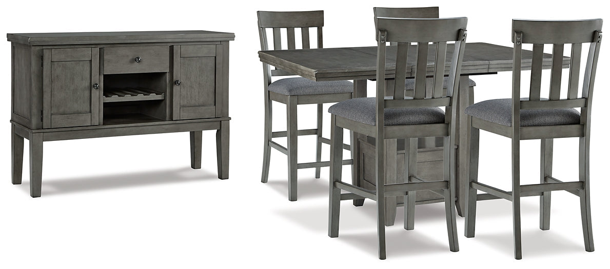 Hallanden Counter Height Dining Table and 4 Barstools with Storage JR Furniture Store