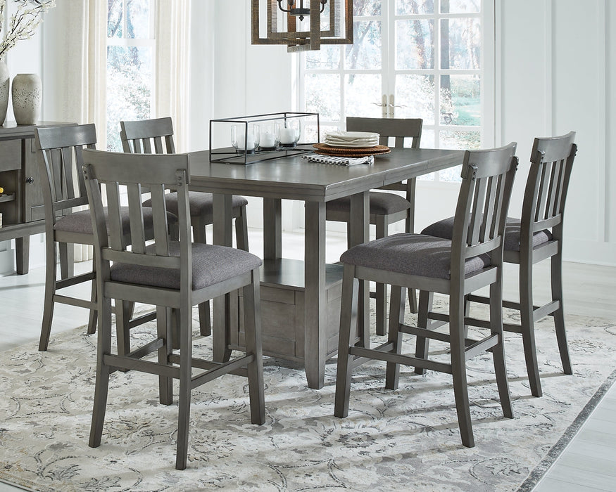 Hallanden Counter Height Dining Table and 6 Barstools with Storage JR Furniture Store