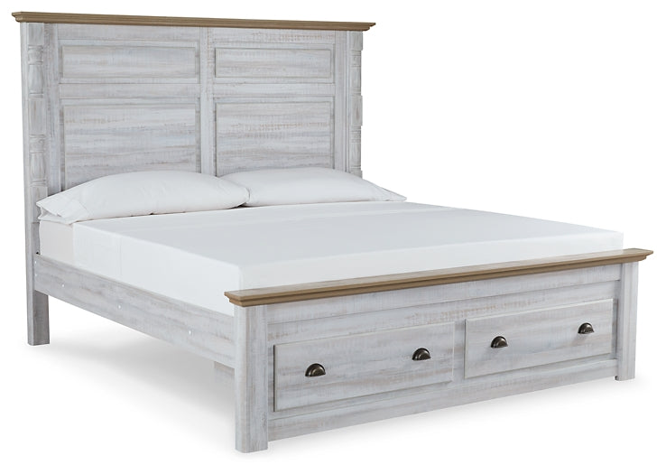 Haven Bay King Panel Storage Bed with Mirrored Dresser, Chest and Nightstand JR Furniture Store