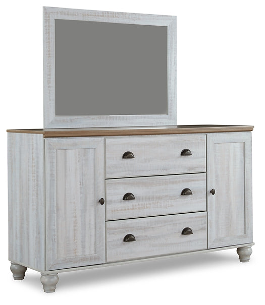 Haven Bay Queen Panel Storage Bed with Mirrored Dresser, Chest and Nightstand JR Furniture Store