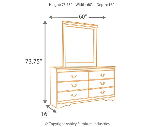 Huey Vineyard Full Sleigh Headboard with Mirrored Dresser and Chest JR Furniture Store