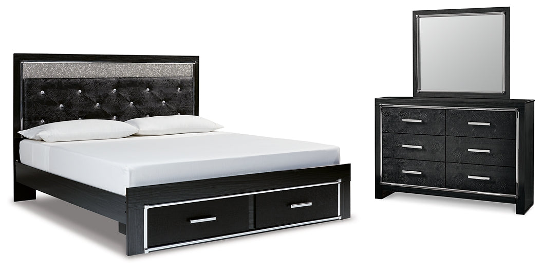 Kaydell King Upholstered Panel Storage Bed with Mirrored Dresser JR Furniture Storefurniture, home furniture, home decor