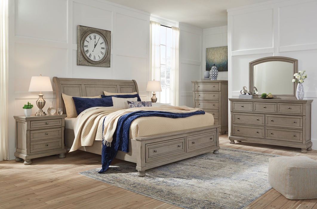 Lettner California King Sleigh Bed with Mirrored Dresser, Chest and Nightstand JR Furniture Storefurniture, home furniture, home decor