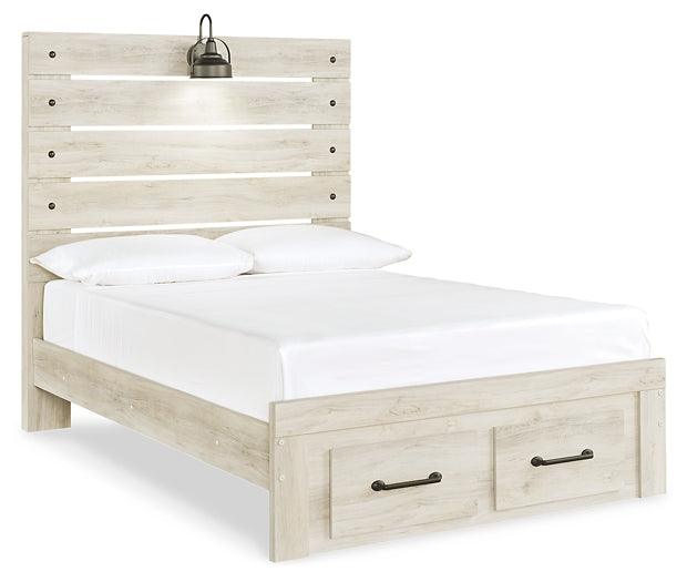 Cambeck Full Panel Bed with 4 Storage Drawers with Mirrored Dresser, Chest and Nightstand