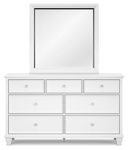 Fortman King Panel Bed with Mirrored Dresser and Chest