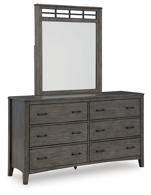 Montillan Queen Panel Bed with Mirrored Dresser and Nightstand